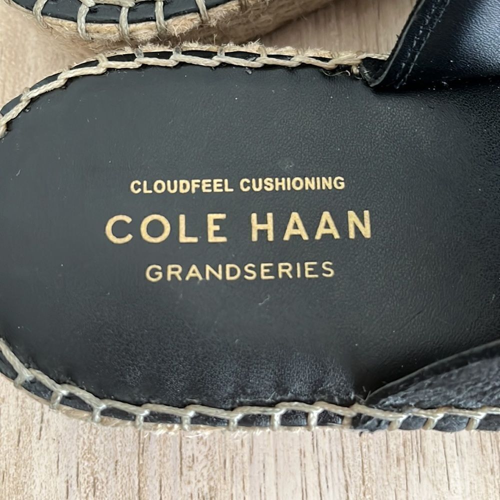 Cole Haan Cloudfeel Espadrille Double Strap Leather Slides with Jute, 5, NWOB - Picture 7 of 10